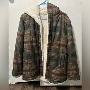 Aztec Patterned Jacket with Sherpa Lining